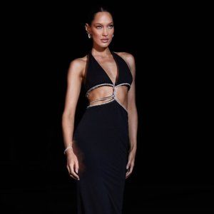 Meshki - NICHA Diamante Cut Out Maxi Dress - Black